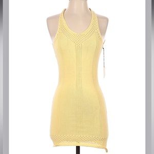 Superdown Backless Yellow Dress Size Xs with eyelet detail